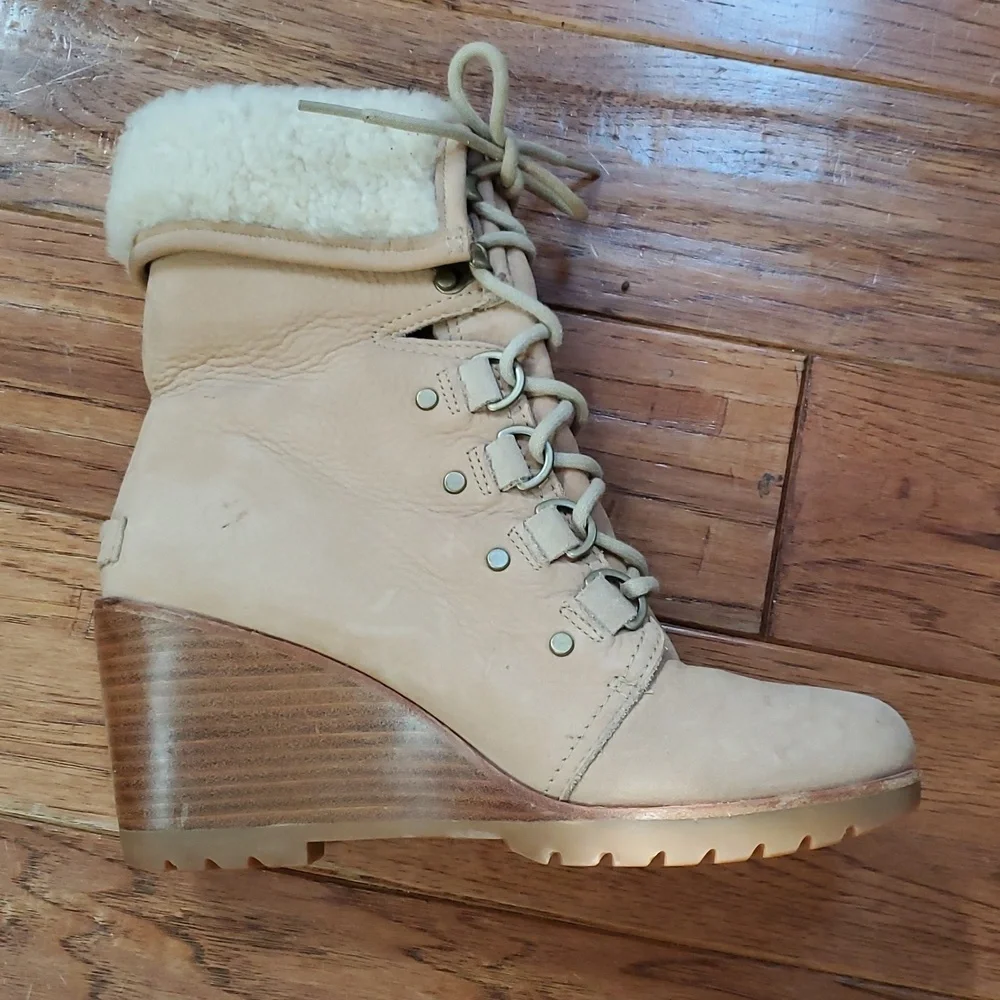 Sorel After Hours Shearling Wedge Boots